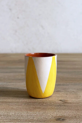 Vaso de cerámica pequeño Triángulos, colores diferentes