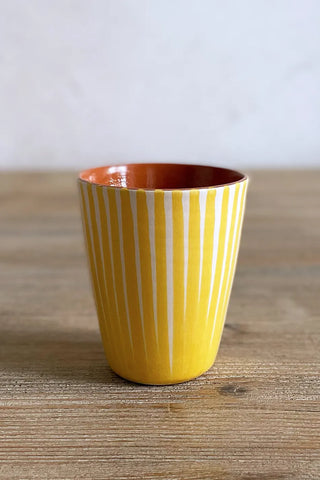 Vaso de cerámica mediano Rayas Finas, colores diferentes