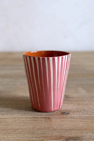 Vaso de cerámica mediano Rayas Finas, colores diferentes
