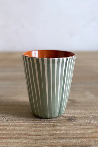 Vaso de cerámica mediano Rayas Finas, colores diferentes