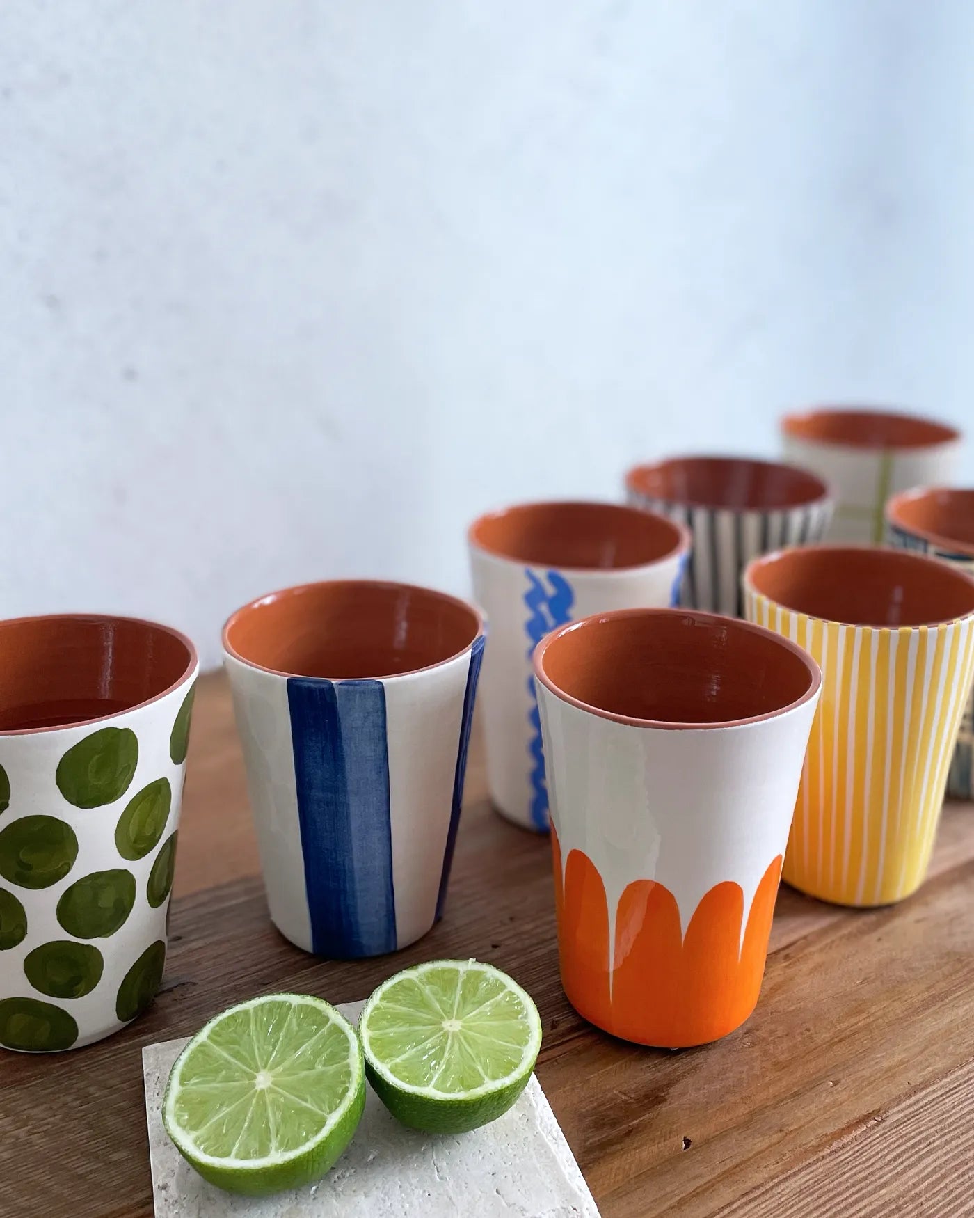 Vaso de Cerámica Artesanal Rayas Amarillo
