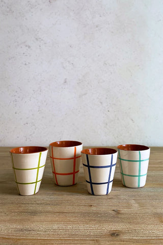 Vaso de cerámica mediano Cuadros, colores diferentes