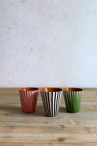 Vaso de ceramica mediano Rayas Finas, colores diferentes