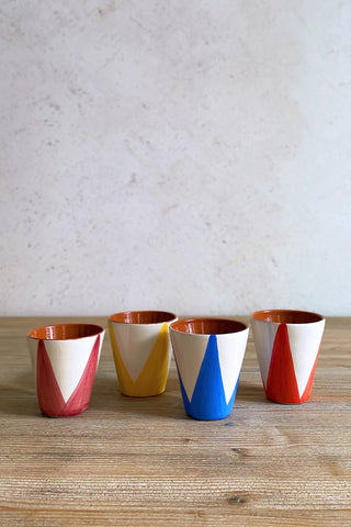 Vaso de cerámica mediano Triángulos, colores diferentes